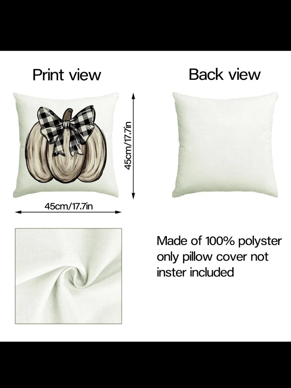 NWT- Fall Pumpkin Decorative LINEN Throw Pillow Covers Set of 4- 18x18